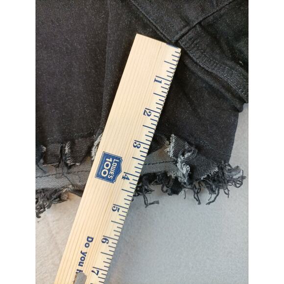 Fashion to Figure Womens Black Fringe Side Denim Shorts Size 26 - Picture 8 of 8
